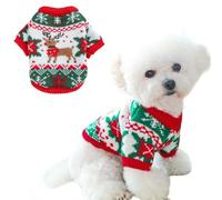 ANIAC Christmas Small Dog Sweater Costume Reindeer Snowflake Cat Turtleneck Knitwear Warm Pet Santa Outfit New Year Holiday Puppy Dog Clothes for Girl Boys (Green, X-Large)