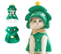 ANIAC Dog Christmas Cape Coat with D-Ring Cat Santa Costume with Xmas Tree Hat Christmas Dog Outfit Warm Puppy Clothes for Small Dog Pet Christmas Cloak for Cat (Green, X-Large)