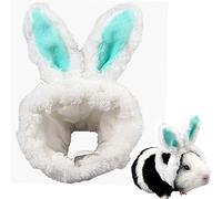 ANIAC Pet Headgear Adjustable Headband with Cute Bunny Ear Warm Hat Soft Head Accessories for Hamster Kitten Rabbits Rats Guinea Pig Puppy and Small Animals (Green)
