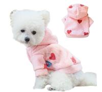 ANIAC Pink Dog Hoodies for Small Dog Valentine’s Day Puppy Clothes with Leash Ring Cute Heart Pattern Cat Sweater Hooded Pet Sweatshirt for Chihuahua Kitten (Pink Heart, X-Large)