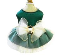 ANIAC Retro Dog Tulle Dress with Leash Ring Spring Summer Girl Puppy Clothes for Small Dog Cat Apparel Formal Pet Prom Dress for Christmas Wedding Birthday Valentines (Green,Medium)