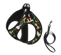 Aniaml Camouflage Green Print Pet Leash Vest,Breathable Mesh Pet Harness, Reflective For Small Medium Dogs Safe Easy Walking