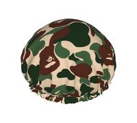 Aniaml Camouflage Green Shower Caps Women Reusable Large Shower Cap Men Quickdry Care Hair Long Short Kids Bath