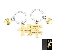 Anicy 50th Golden Anniversary Wedding Gifts - Personalised Puzzle Keychain Unique Wedding Gifts, Anniversary Presents for Couples Wife Husband, Gift for Him and Her