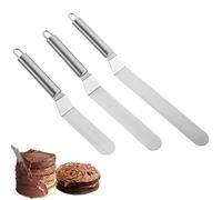 Anicy Set of 3 Angled Palette Cake Spatula - Stainless Steel Angle Palette Cake Knife, Cake Spatula for Buttercream for Baking Cakes