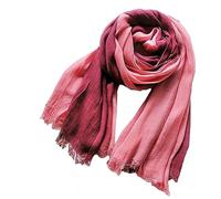 ANIDL Cotton Linen Fashion Scarf,Gradient Two-tone Four Season Scarf Shawl Beach Gauze,Long Lightweight Travel scarf 75"×35", Pink + Wine Red, One Size
