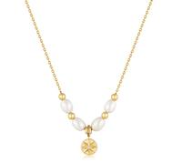 Anie Haie 14ct Gold Plated Simulated Pearl & CZ Star Pendant Necklace