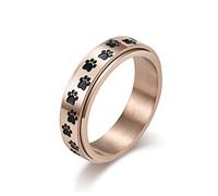 ANIEJUFI Men's Women's Stainless Steel Fidget Spinner Rings Puppy Dog Cat Paw Cute Animal Footprints Stress Relieving Anxiety Ring, Metal, No Gemstone