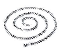 ANIEJUFI Stainless Steel Silver Chain Necklace Cuban Link Curb Cable Rope Box Rolo Chain Necklace for Men Women Various Styles, Metal, No Gemstone