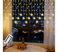 Aniepaa Snowflake Lights, 4M Christmas Window Lights, Christmas Window Decorations with 8 Modes, 115 LED String Curtain Light IP44 Outdoor/Indoor for Balcony Terrace Wedding Party