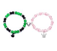 Anievoro Elphaba-Galinda Friendship Matching Bracelets-BFF Bracelet for 2 Charm Beads Bracelet for Women Couples Gift for Fans Party, Adult Size, Stone, no gemstone