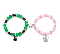 Anievoro Elphaba-Galinda Friendship Matching Bracelets-BFF Bracelet for 2 Charm Beads Bracelet for Women Couples Gift for Fans Party, S Size, Stone, no gemstone