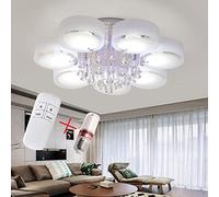 ANIFM Modern Chandelier Color-Changing Ceiling Light with Crystal Raindrop Flush Mount LED Ceiling Light Fixture with Remote Control & 7pcs E27 Bulbs (90x90x38cm/7-Head) Comfortable anniversary