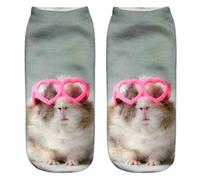 Anigood GUINEA PIG Printed 3D Ankle Socks Low Cut Unisex Cotton Blend| 1 Pair Multicolour Sock for Adult Men and Women (Guinea Pig Heart Glasses)