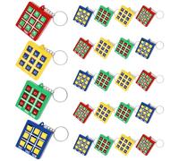 Anihet 24 Pcs Tic Tacs Toe Keychains, Mini Tic Toe Tac Party Bag Keyring for Kids Plastic Keyholders Toys Gifts, Mini Game Backpack Clip for Birthday Party Kids Adults (Red Blue Yellow Purple)