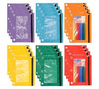 Anihet 24Pcs Pencil Pouch for 3 Rings Binder, Waterproof Large Capacity Multicolor Oxford Cloth Pouch Bulk, Portable Dual-Pockets Zipper Pencil Case for Storing Classroom Office Stationery Supplies