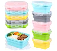 Anihet 5Pcs Collapsible Silicone Food Storage Container with Lids, Portable Meal Prep Lunch Box, Stackable Snack Container for Camping Travel Kitchen, Microwave Dishwasher and Freezer Safe(350ml)
