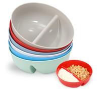 Anihet 6Pcs Anti-Soggy Cereal Bowls, Stackable Divided Sectional Bowl Reusable Separated Cereal Soup Bowl, Two Sided Snack Bowls for Chips Soup Salad Ice Cream French Fri