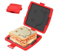 Anihet Microwave Toastie Sandwich Maker with Adjustable Silicone Straps Wireless Toastie Maker Nonstick Plate Heatwave Technology Sandwich Toaster for Cooking Delicious Crispy Sandwiches (B-Red)