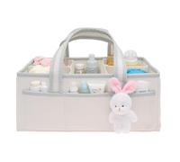Anihet Nappy Caddy Organiser with Compartments and Handle, Portable Felt Nursery Diaper Storage Basket, Newborn Essentials Registry Baby Shower Gifts for Boys Girls (Green)