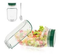 Anihet Salad Pod, Reusable Layering Salad Pod Side Open with Leakproof Sauce Dressing Case, Detachable Meal Prep Jar, Portable Fresh Salads Storage Container for Outdoor Travel Camping Party