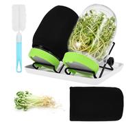 Anihet Seed Sprouting Jar Kit 2 Pack, 1000ml Wide Mouth Glass Mason Jars with Stainless Steel Mesh Sprouting Lids, Stand, Blackout Sleeves, Tray and Cleaning Brush for Making Seeds Sprouts