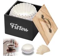 Anihet Wood Coffee Filter Holder with Lid, Basket Coffee Filter Storage Container, Multipurpose Farmhouse Basket Café Storage Organizer for Counter Bar Decor(Black)