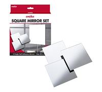 Anika 60340 Pack of 3 Self Adhesive Square Mirrors 20cm / Versatile and Functional / Easy to Install / Sl nd Modern(Packaging May Vary), White