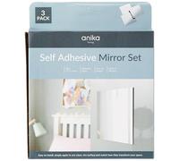 Anika 60960 Pack of 3 Self Adhesive Square Mirrors 15cm / Versatile and Functional/Easy to Install/Sl nd Modern
