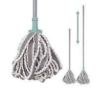 Anika 66079 Extendable Mop with Removable Non-Scratch Microfibre String Mop Head / Floor Cleaning for House, Kitchen, Wood Floor, Laminate, Tiles