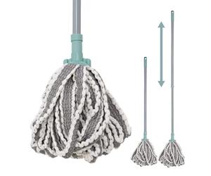 Anika 66079 Extendable Mop with Removable Non-Scratch Microfibre String Mop Head / Floor Cleaning for House, Kitchen, Wood Floor, Laminate, Tiles