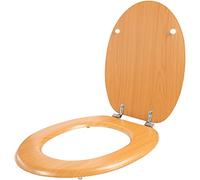 Anika 92439 Pine Effect Toilet Seat Anti Bacterial Coating Chrome Hinges, 43cm x 37.5cm