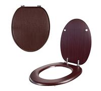 Anika 92449 Mahogany Effect Toilet Seat/Chrome Hinges/Easy Installation / 43cm x 37.5cm
