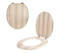 Anika 92529 Ash Effect Toilet Seat/Chrome Hinges/Easy Installation / 43cm x 37.5cm
