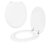 Anika 92810 White MDF Toilet Seat Chrome Plated Hinges, 43 x 37.5cm