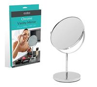 Anika 66959 Chrome Countertop Vanity Mirror | Bathroom/Makeup/Bedroom | 360° Swivel Rotation | Double Sided 2X Magnification | 29cm x 18cm x 13cm