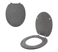 Anika Grey Slate Effect Toilet Seat, 43 x 37.5cm, Chrome Plated Hinges | Easy Installation, Moisture Resistant PVC Veneer, Easy Clean Bathroom Toilet Seat, Fits Most Standard Toilets, Modern Design