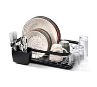 Anika 69049 Kitchen Dish Drainer Rack/Separate Cutlery Holder/Removable Drip Tray/Black Colour / 41 x 32 x 9.5cm