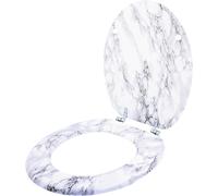 Anika Marble Effect Toilet Seat, Chrome Hinges, Standard Fit