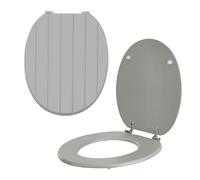 Anika Toilet Seat/Chrome Plated Hinges/Easy Installation / 43cm x 37.5cm (Grey Tongue and Groove)