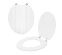 Anika Toilet Seat/Chrome Plated Hinges/Easy Installation / 43cm x 37.5cm (White Tongue and Groove)