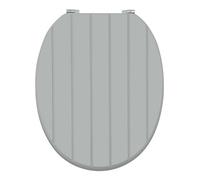 Anika Toilet Seat/Chrome Plated Hinges/Easy Installation / 43cm x 37.5cm (Grey Tongue and Groove)