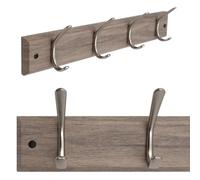 Anika Wall-Mounted Coat Rack Hallway Clothes Organiser with 4 Hooks/All Fixings Included / 47 x 7 cm (Silver Oak)