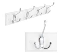 Anika Wall-Mounted Coat Rack Hallway Clothes Organiser with 4 Hooks/All Fixings Included / 47 x 7 cm (White)