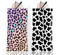 Anikathy 2 PCS Glasses Eyeglass Sunglasses Case Soft for Women Men, Milk and Leopard Prints, One size
