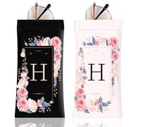 Anikathy 2Pcs Initial Letter Sunglass Eyeglass Glasses Case Soft PU Leather with Cleaning Cloth Cute for Men Women Girs, Letter H, One Size