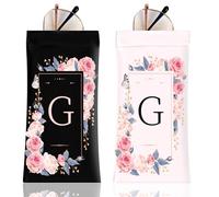 Anikathy 2Pcs Initial Letter Sunglass Eyeglass Glasses Case Soft PU Leather with Cleaning Cloth Cute for Men Women Girs, Letter G, One size