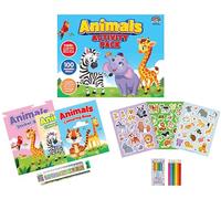 Anila's Animals Activity Pack with Colouring Books, Sticker book, Stationery Set, Colouring Pencils & 100 Reusable Stickers.(Perfect for children aged 3-8).