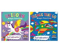 Anila's Children's Magic Paint with Water Books, Unicorn & Things That Go - Set of 2