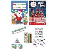 Anila's Christmas Activity Collection with 2 Activity Books, Stationery Set, 1 Puzzle Maze, 1 Glider & A Set of Anila's Mini Colouring Pencils. (Ideal for Children aged 3-8) (SET 3)